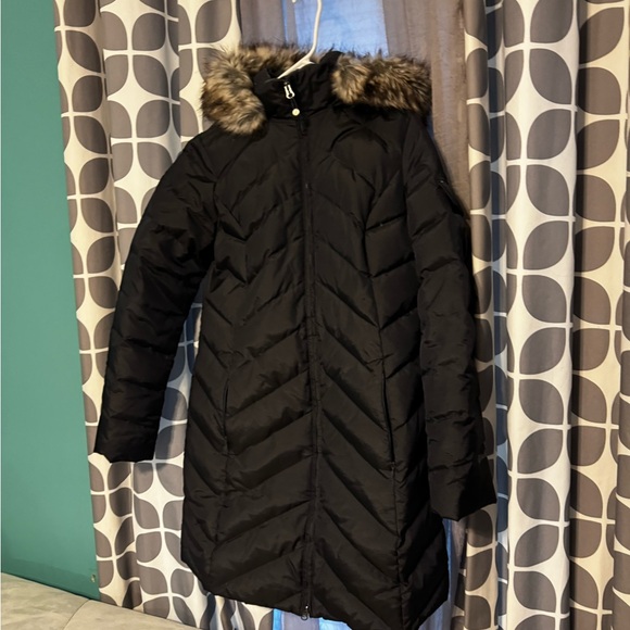 Euc Eddie Bauer Navy Blue down 3/4 length jacket medium - Picture 3 of 9